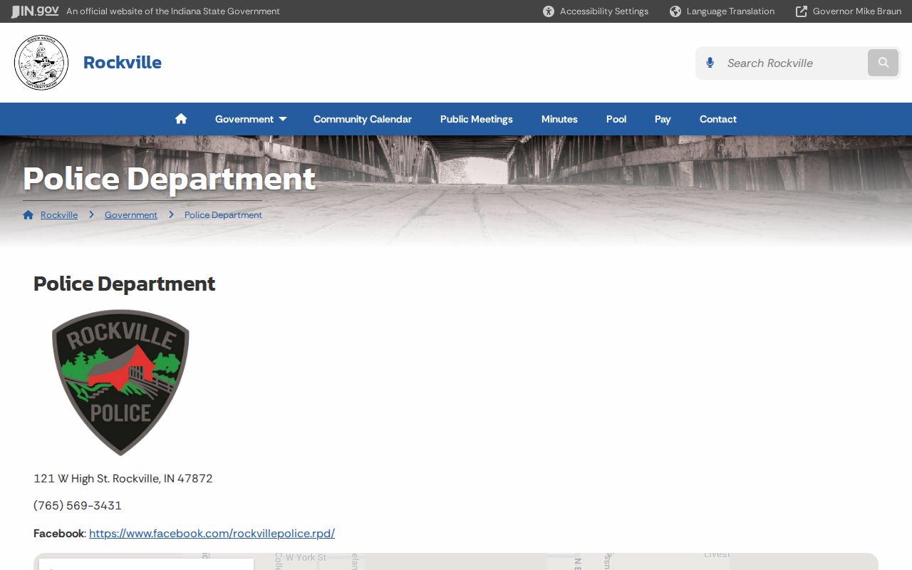 Rockville Police Department official arrest records source in Parke County